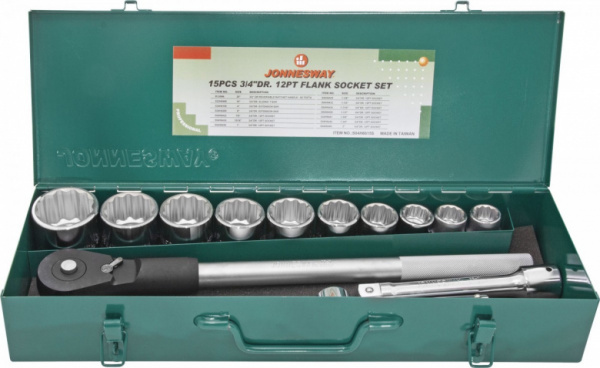 Набор головок торцевых дюймовых 3/4"DR SAE 7/8"-2" 15 предметов S04H6615S (S04H6415S) Jonnesway